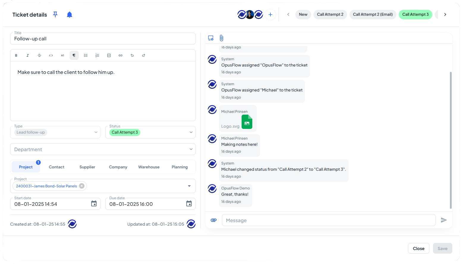 Optimice la gestión de sus proyectos con el módulo de proyectos de OpusFlow | OpusFlow