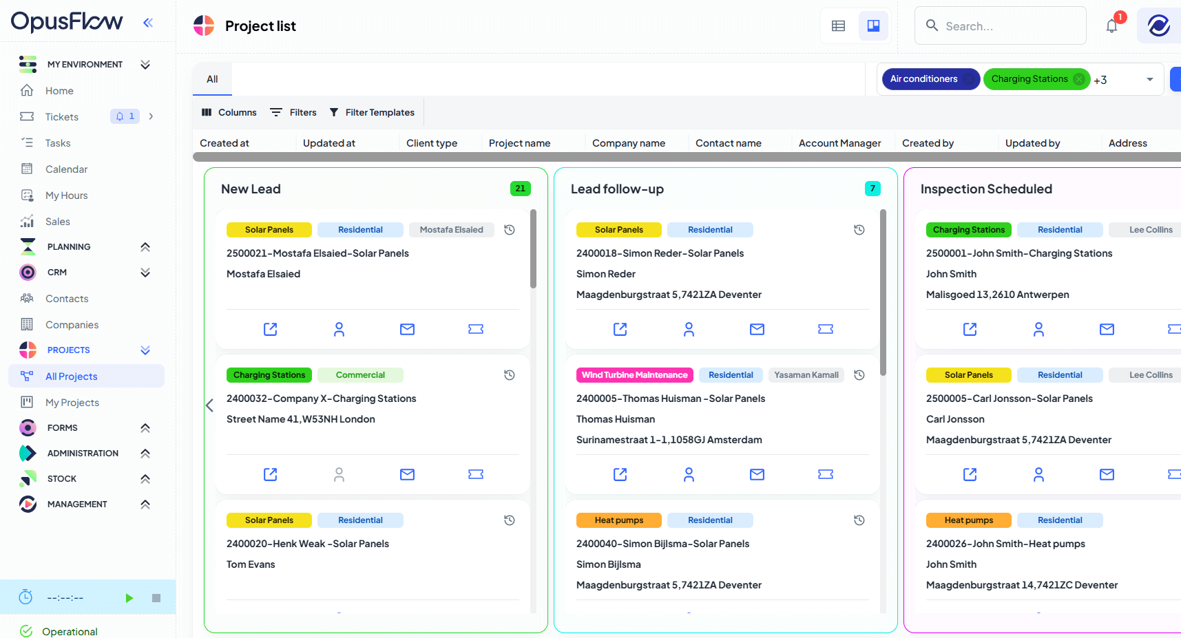Projektmanagement: Erstelle deine PV-Installationen mit einem integrierten PV-Designer-Tool, weise Aufgaben zu, verfolge Projekte, protokolliere Stunden und verwalte deine Teams. | OpusFlow